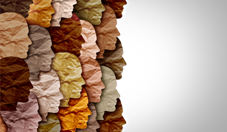 Cutout faces made from different color papers