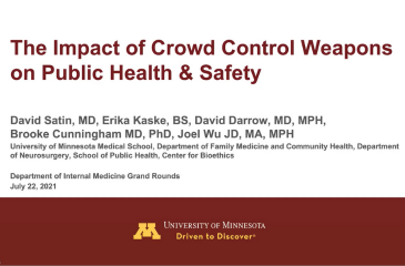 Title Slide of Presentation: The Impact of Crowd Control Weapons on Public Health and Safety