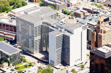 Aerial image of Mayo Clinic in Downtown Rochester