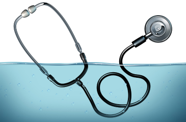 A stethoscope with half of it underwater