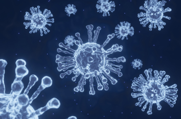 Blue COVID-19 virus cells